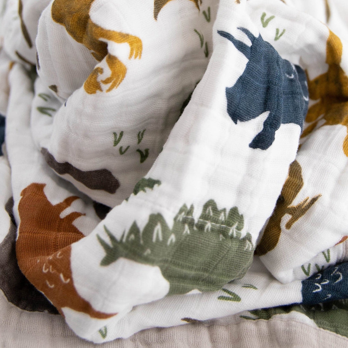 Cotton Muslin Baby Quilt - Dino Friends - HoneyBug