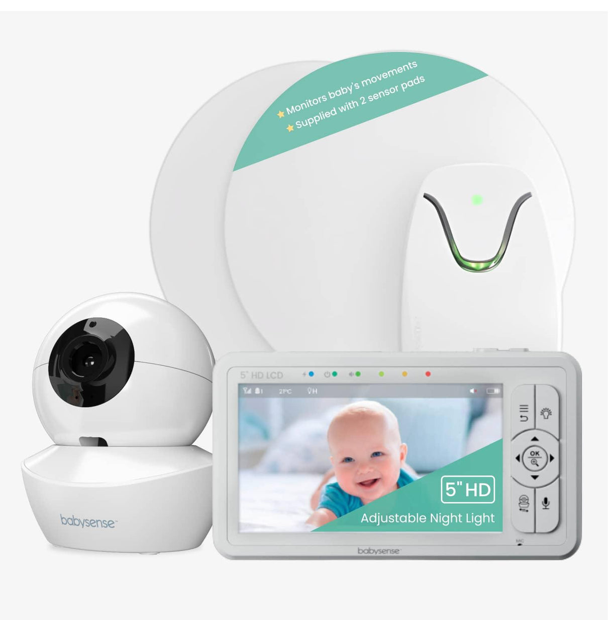 Babysense True Sleep: Video Baby Monitor with Breathing Motion Sleep Monitor, 1 or 2 Cameras - HoneyBug
