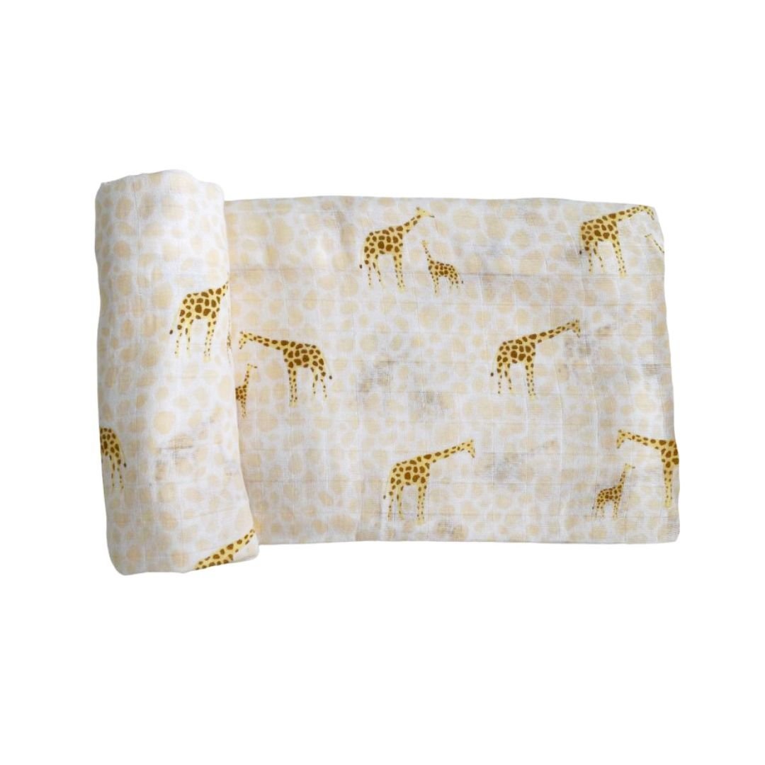 Bamboo Muslin Swaddle Blanket in Busy Bees - HoneyBug