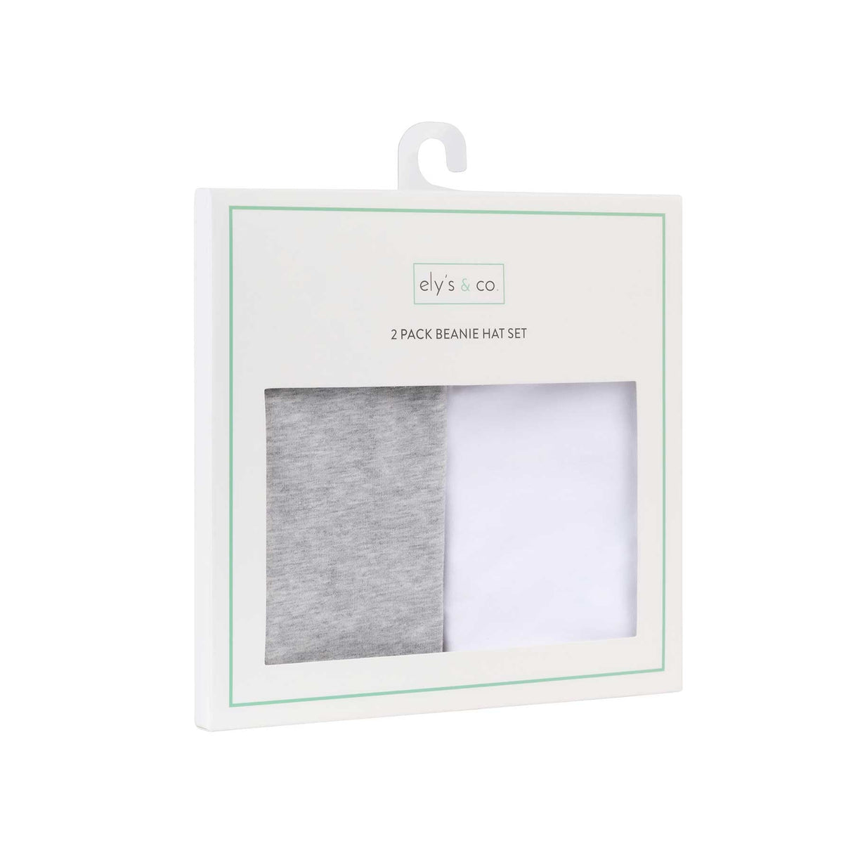 2 Pack Jersey Cotton Beanie Hat Set - Heather Grey & White - HoneyBug