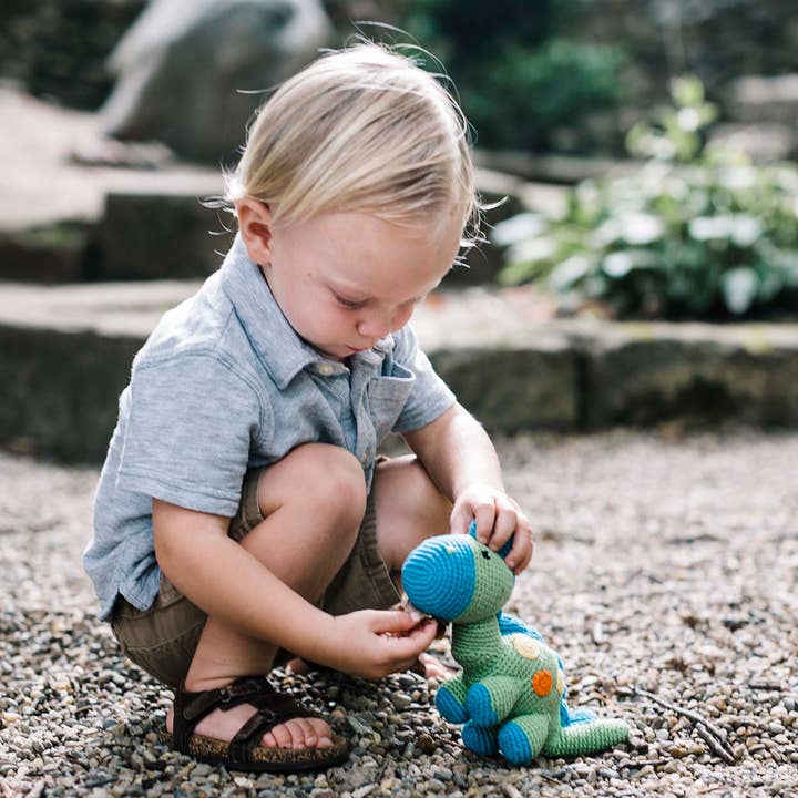 Green Steggy Dinosaur Rattle - HoneyBug