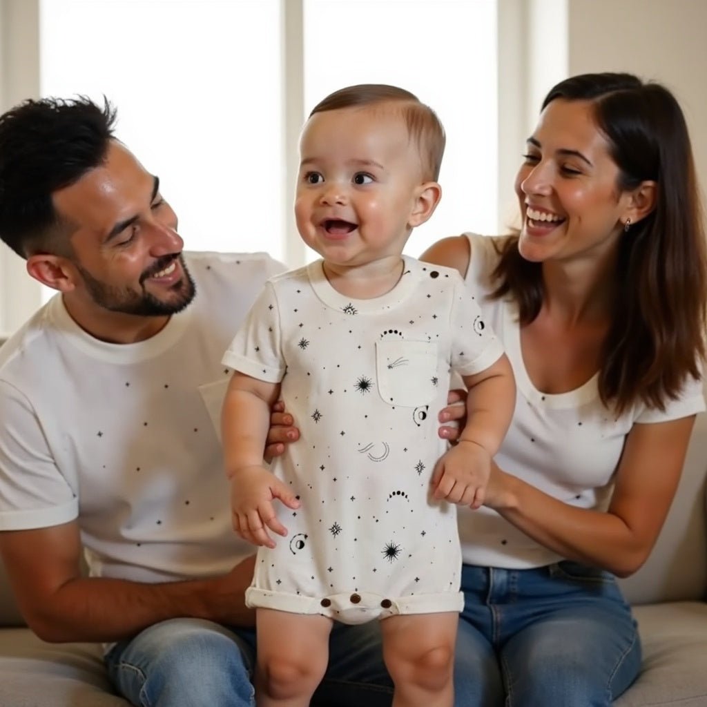 short sleeve romper | celestial - HoneyBug