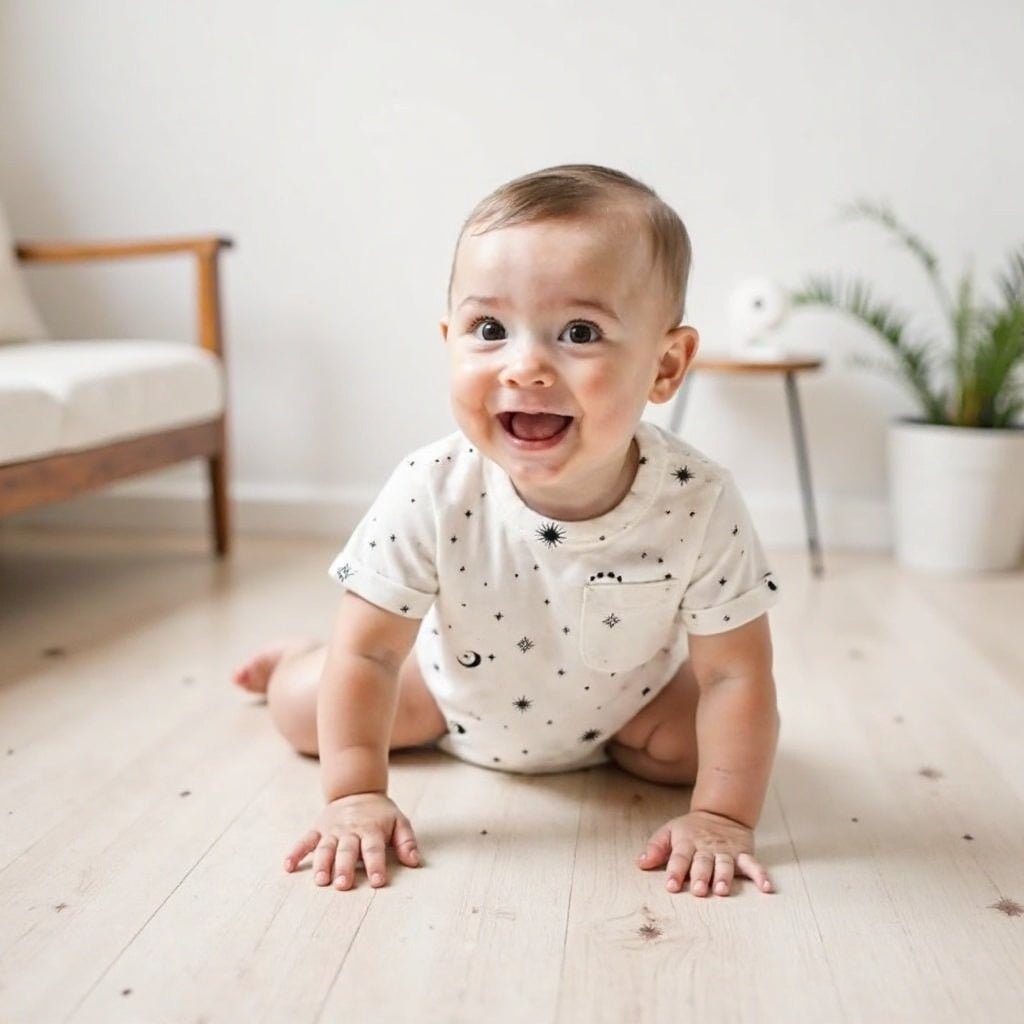short sleeve romper | celestial - HoneyBug