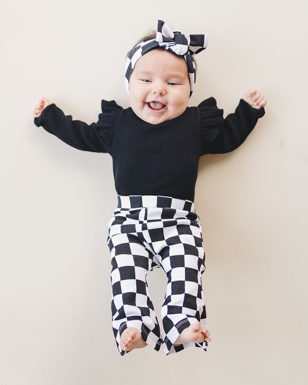 Checkered Flare Pants | Black - HoneyBug