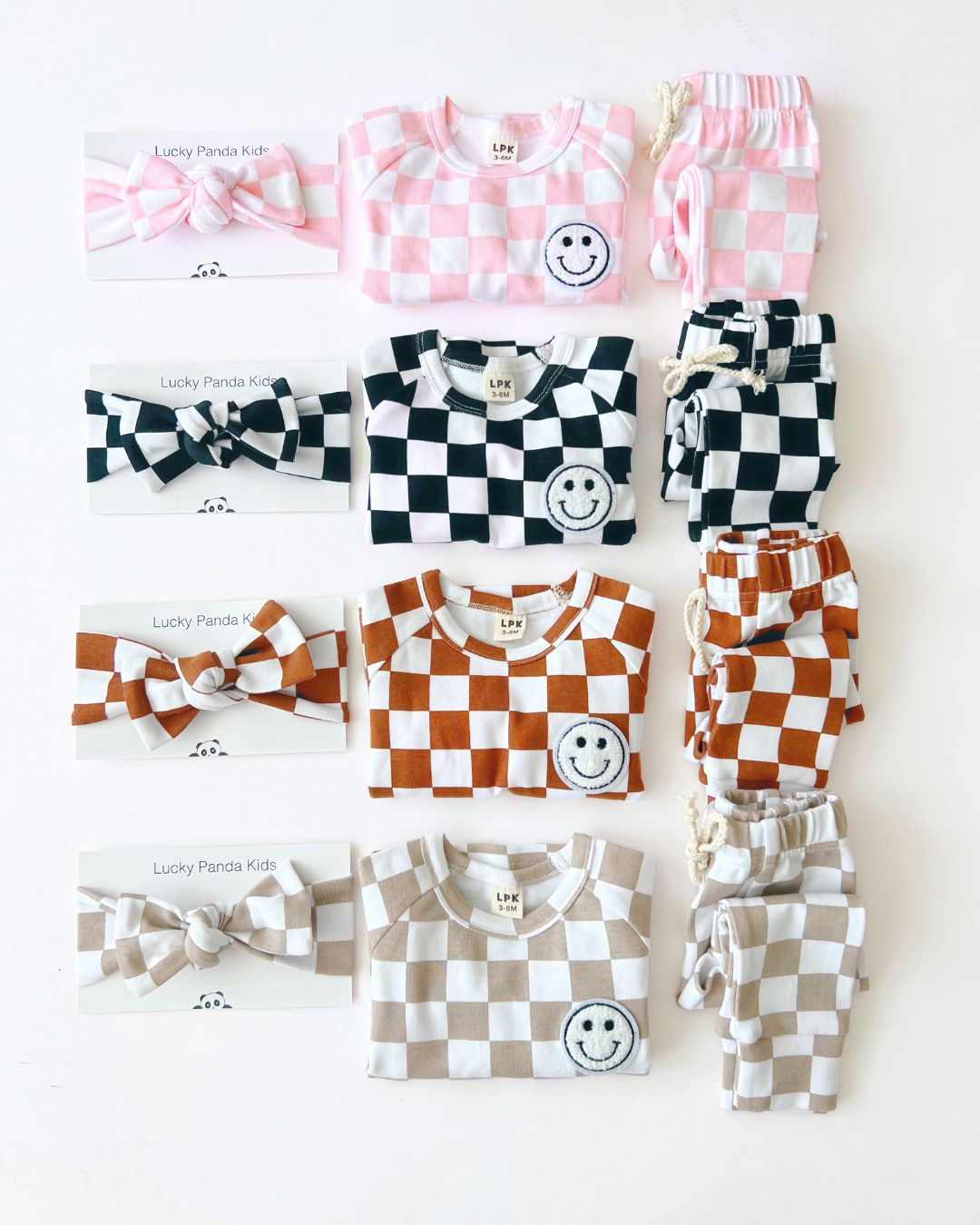 Checkered Smiley Lounge Set | Black - HoneyBug