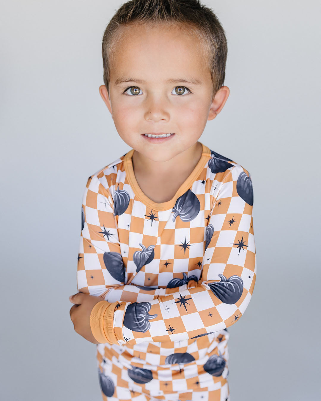 Bamboo Two Piece Set | Checkered Pumpkin - HoneyBug