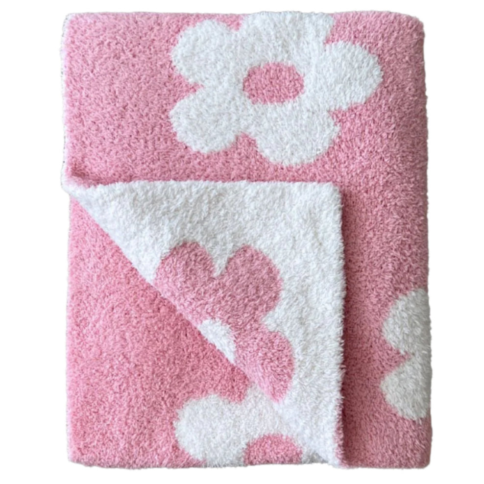 Daisy Fuzzy Blanket | Pink - HoneyBug