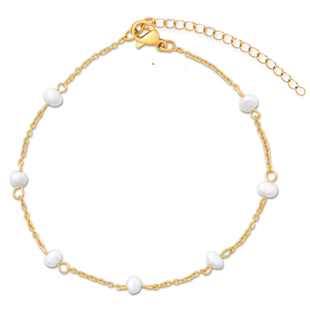 Rosette Pearl Chain Anklet - HoneyBug