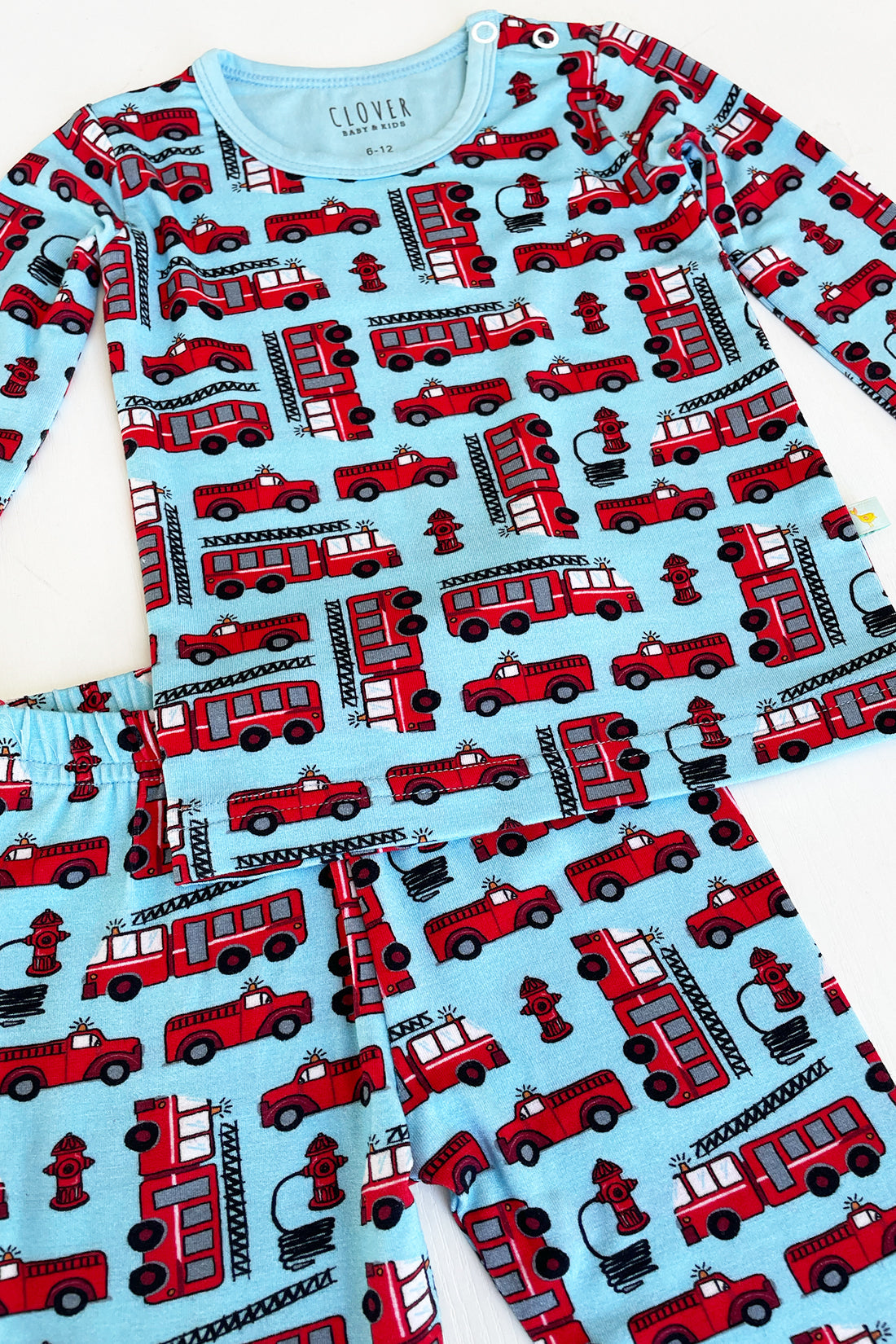Long Sleeve Pajama Set - Fire Trucks - HoneyBug