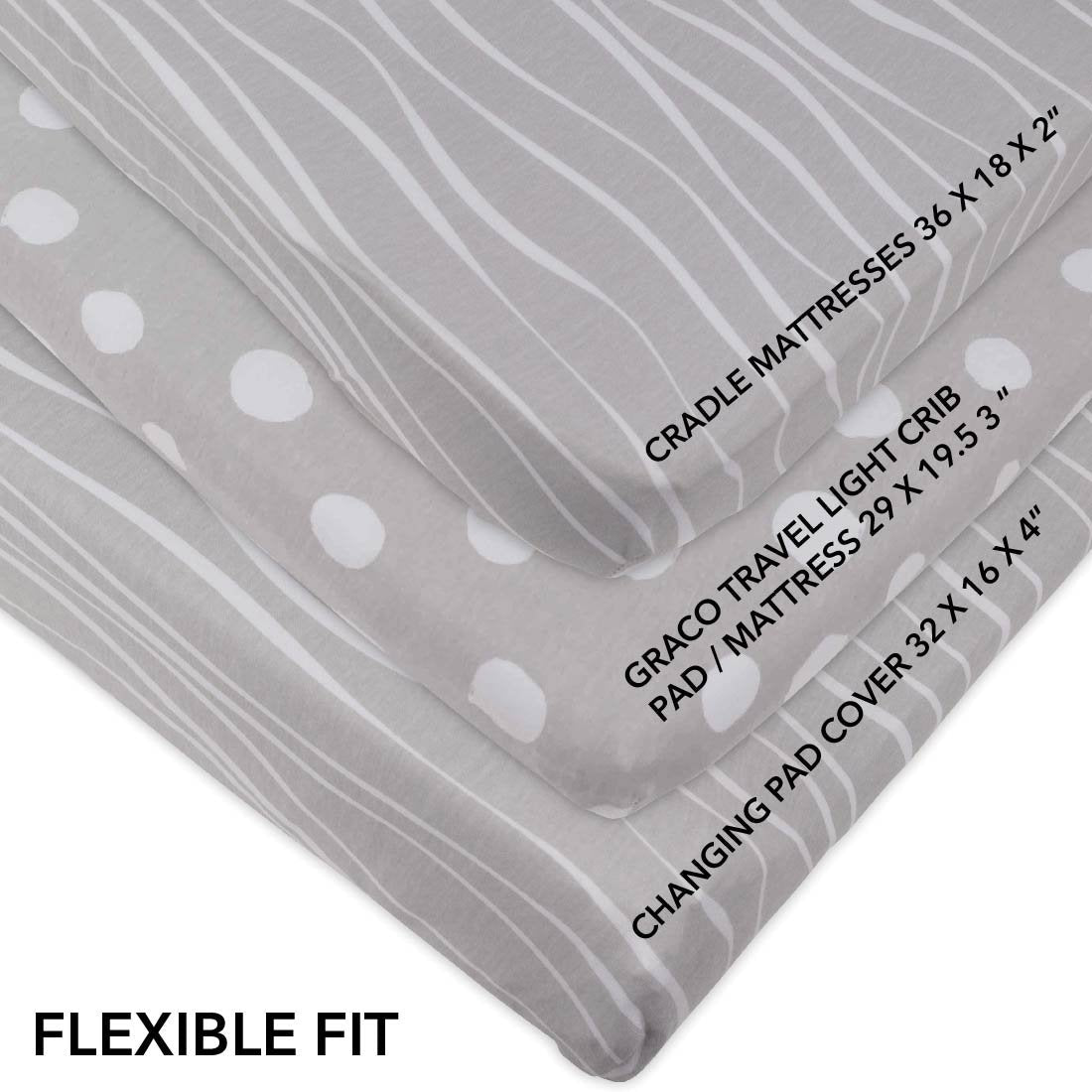 Changing Pad Cover | Cradle Sheet Set - Grey & White Abstract - HoneyBug
