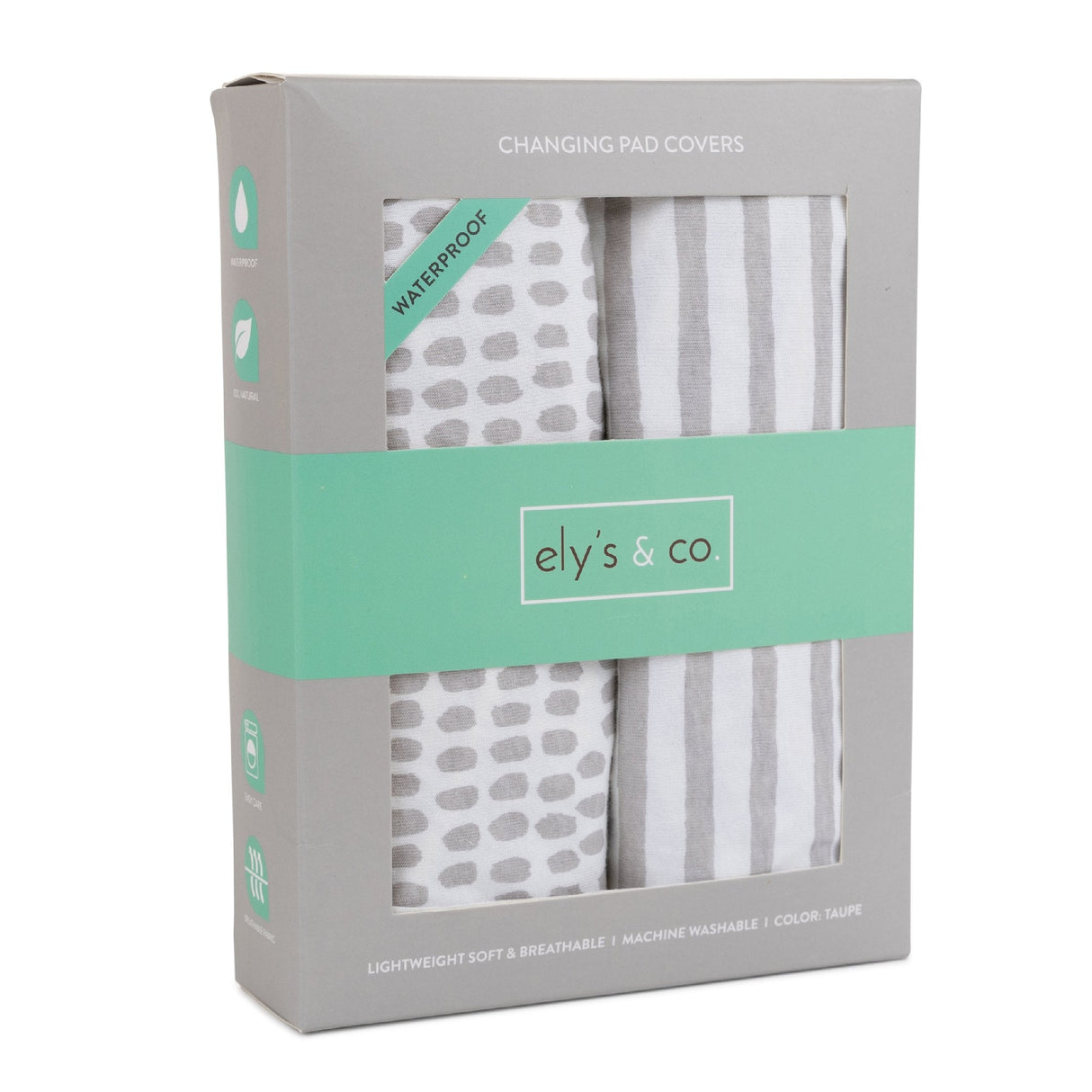 Waterproof Changing Pad Cover | Cradle Sheet Set - Taupe Stripes & Splash - HoneyBug