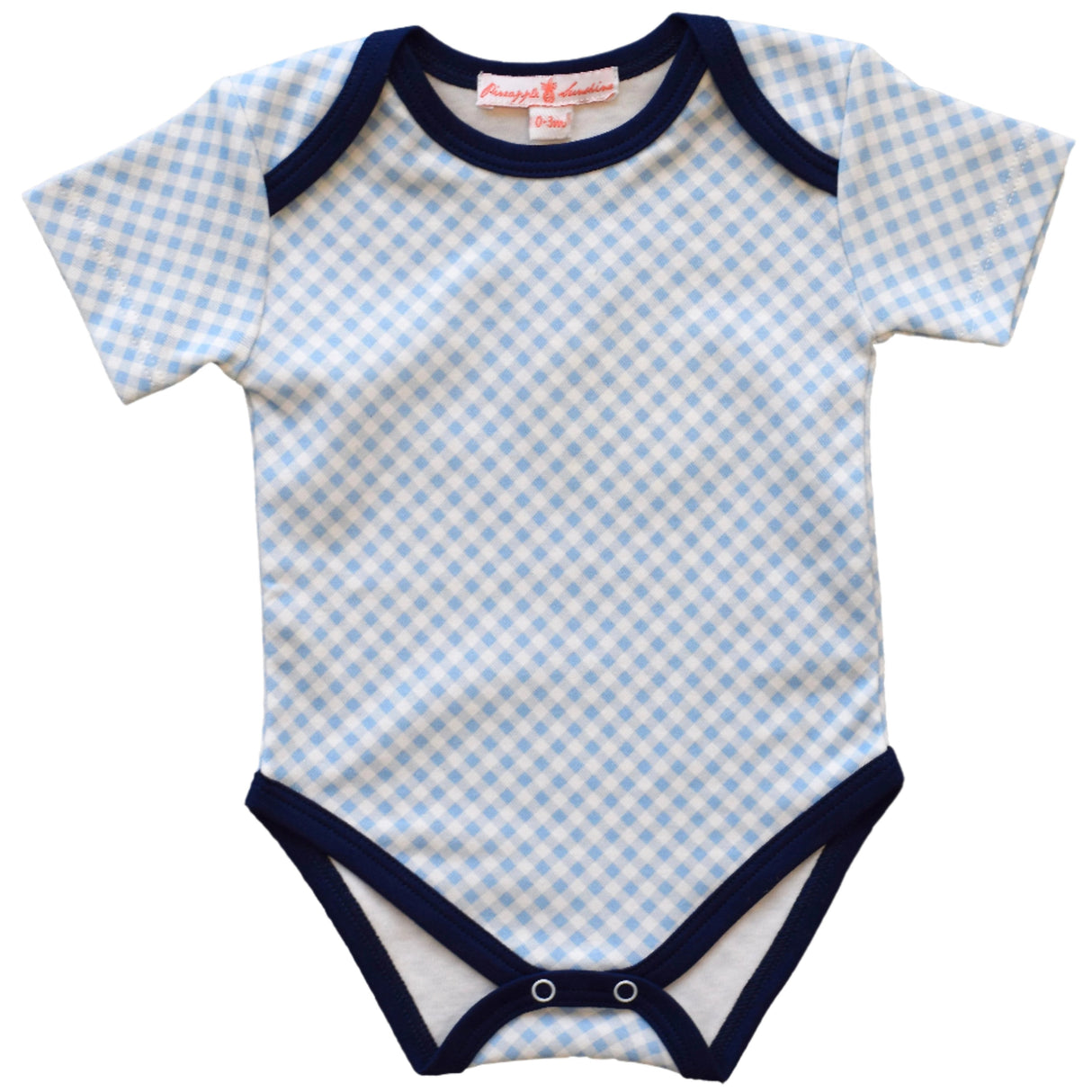Blue Gingham Short Sleeve Onesie - HoneyBug