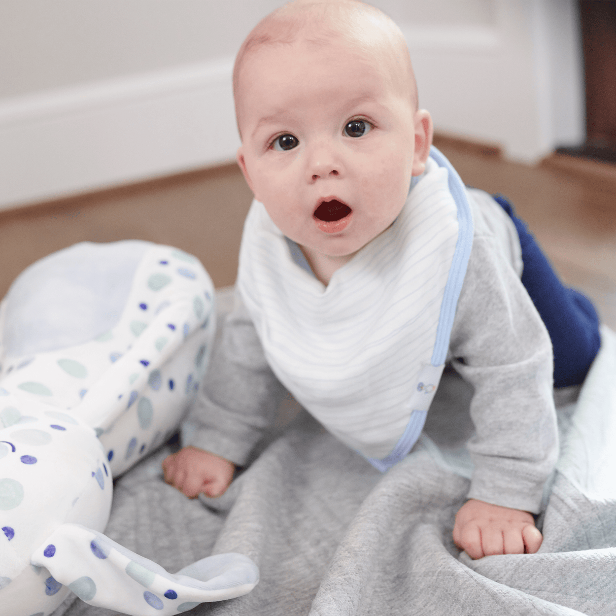Popsicle and Stripes Blue 2 Pack Muslin & Terry Cloth Bib Set - HoneyBug
