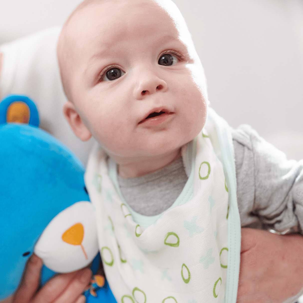 Peas and XO Mint 2 Pack Muslin & Terry Cloth Bib Set - HoneyBug