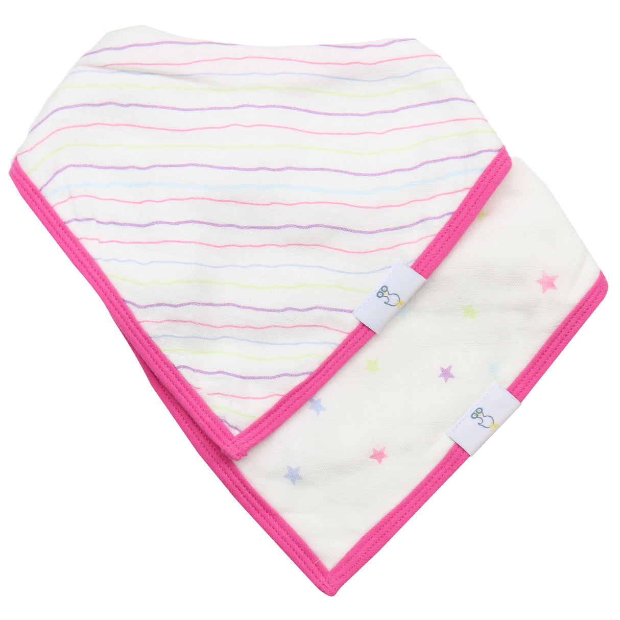 Stripes and Stars 2 Pack Muslin & Terry Cloth Bib Set - HoneyBug