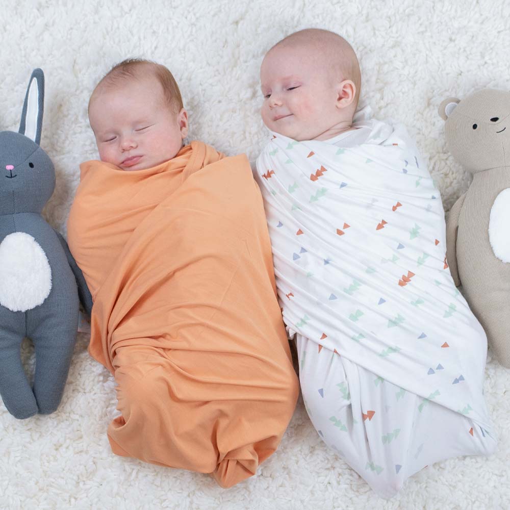 Tan Triangle and Terra Cotta 2 PK Swaddle Blanket - HoneyBug