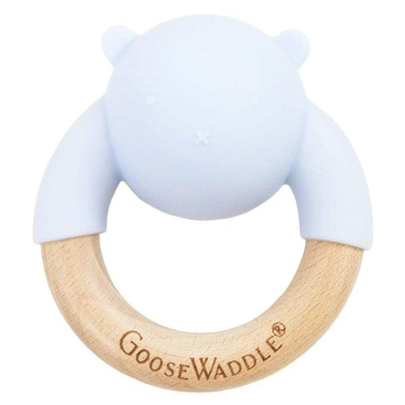 Rattle Teether Wooden + Silicone (4 Colors) - HoneyBug