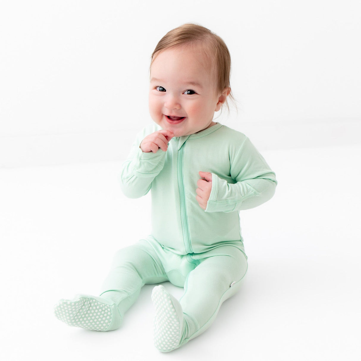 Green Zippered Footie - HoneyBug