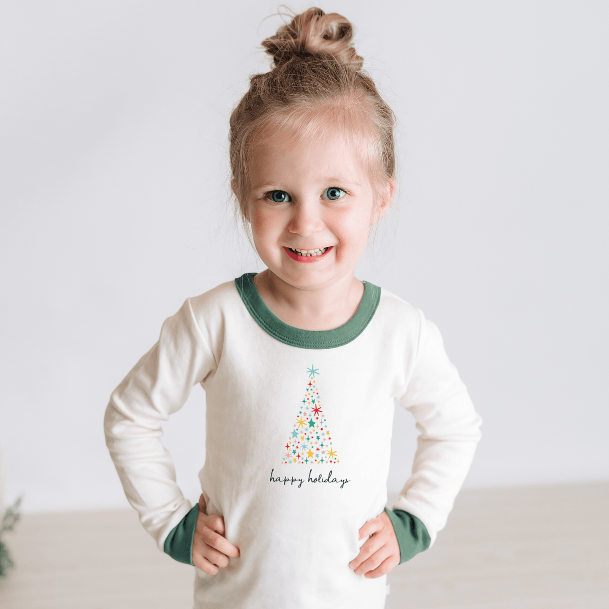 pajamas | happy holidays pine green - HoneyBug