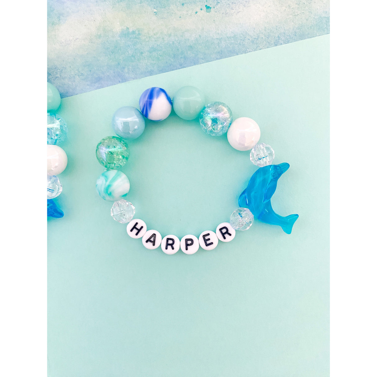 Blue Dolphin Bracelet - Customizable - HoneyBug