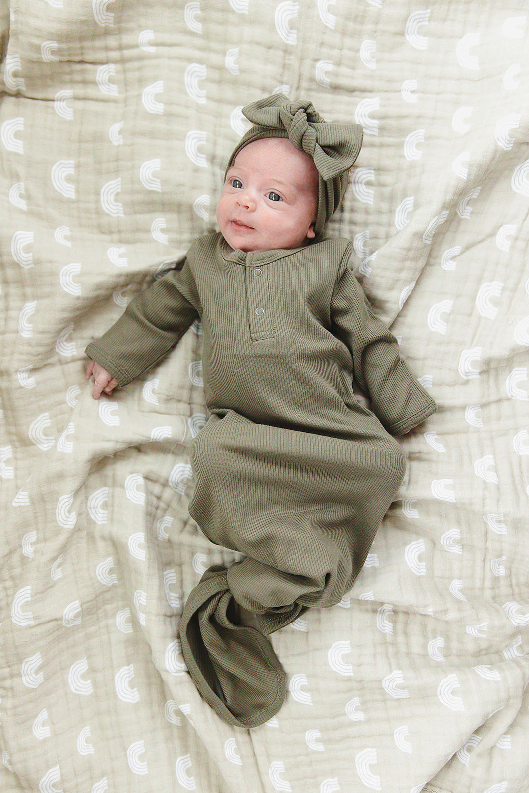 Winter Green Organic Cotton Ribbed Head Wrap - HoneyBug