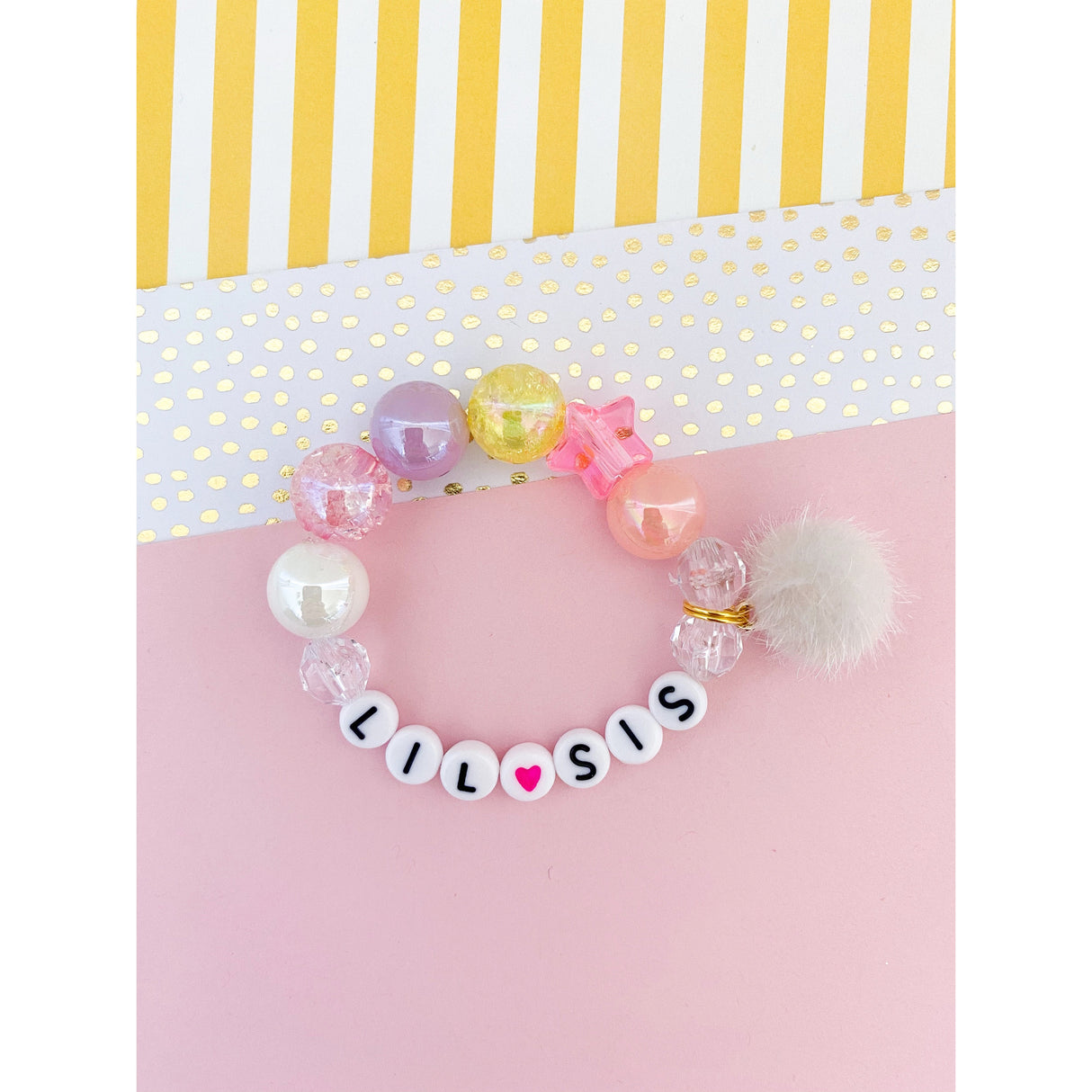 Big Sis OR Lil Sis Pom Pom Charm Bracelet - HoneyBug