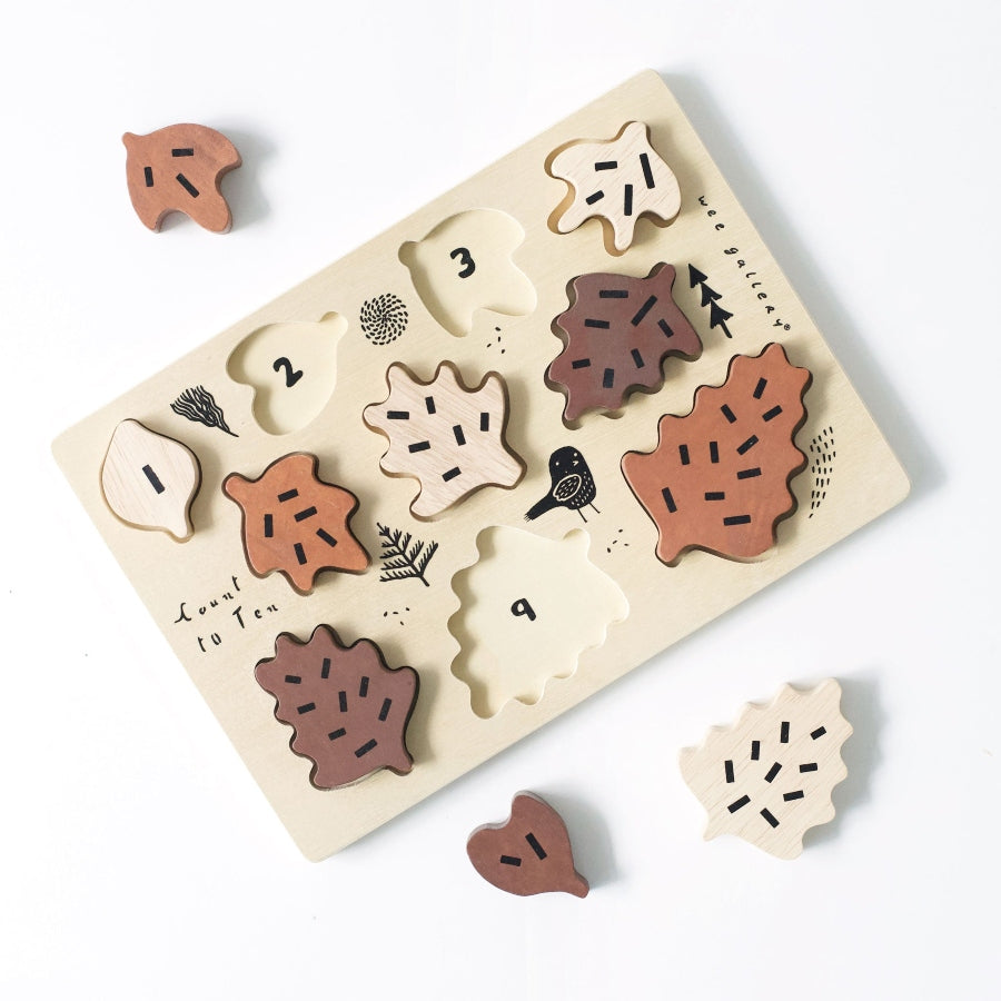 Wooden Tray Puzzle - Count to 10 Leaves - HoneyBug