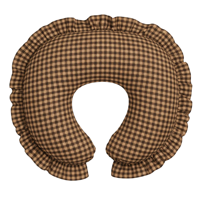 Brown Gingham Ruffle Nursing Pillow Cover