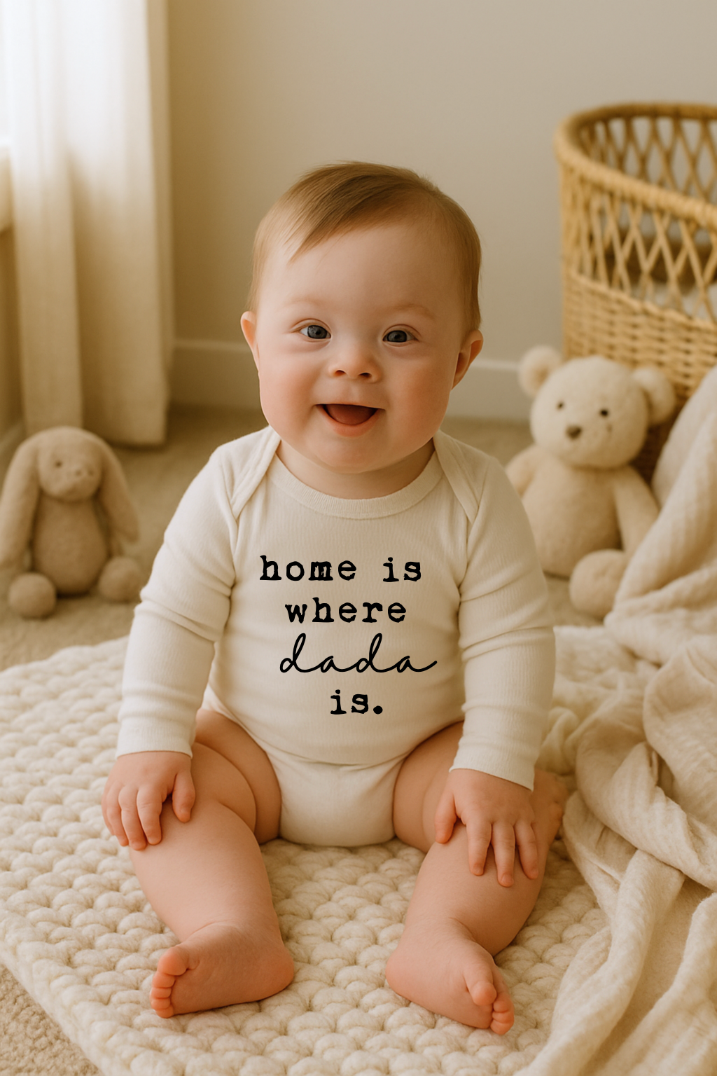 Home is Where Dada is Organic Cotton Baby Bodysuit Long Sleeve - HoneyBug