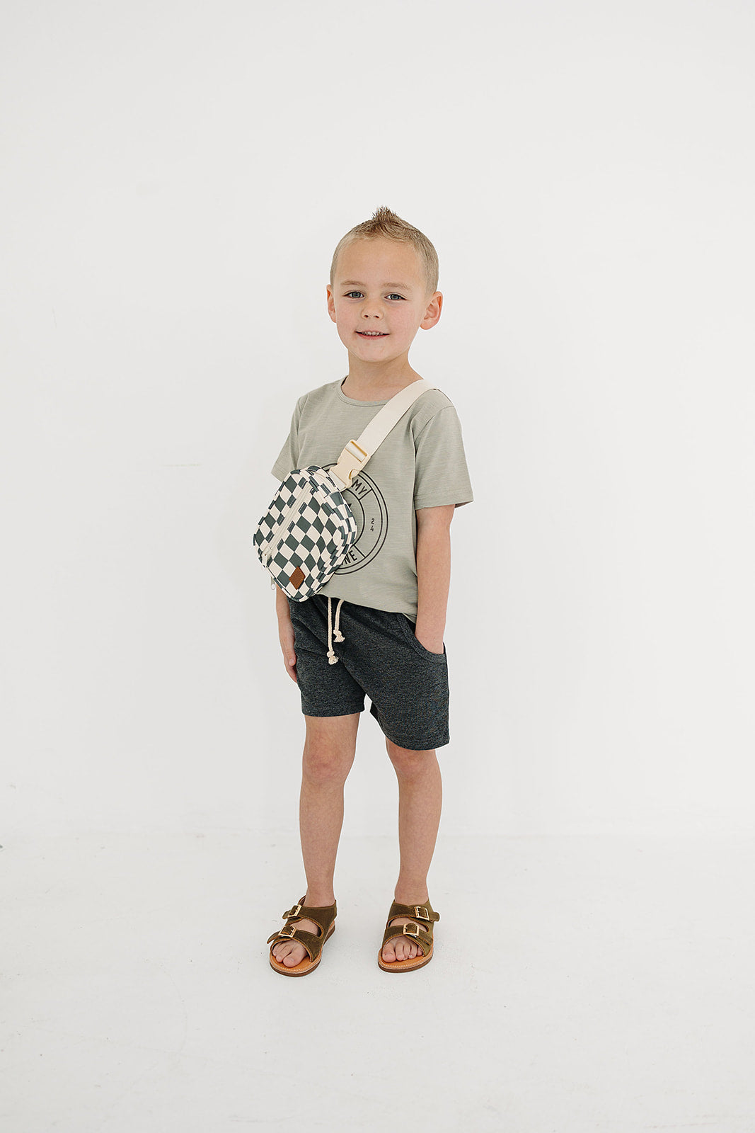 Green Checkered Mini Fanny Pack - HoneyBug