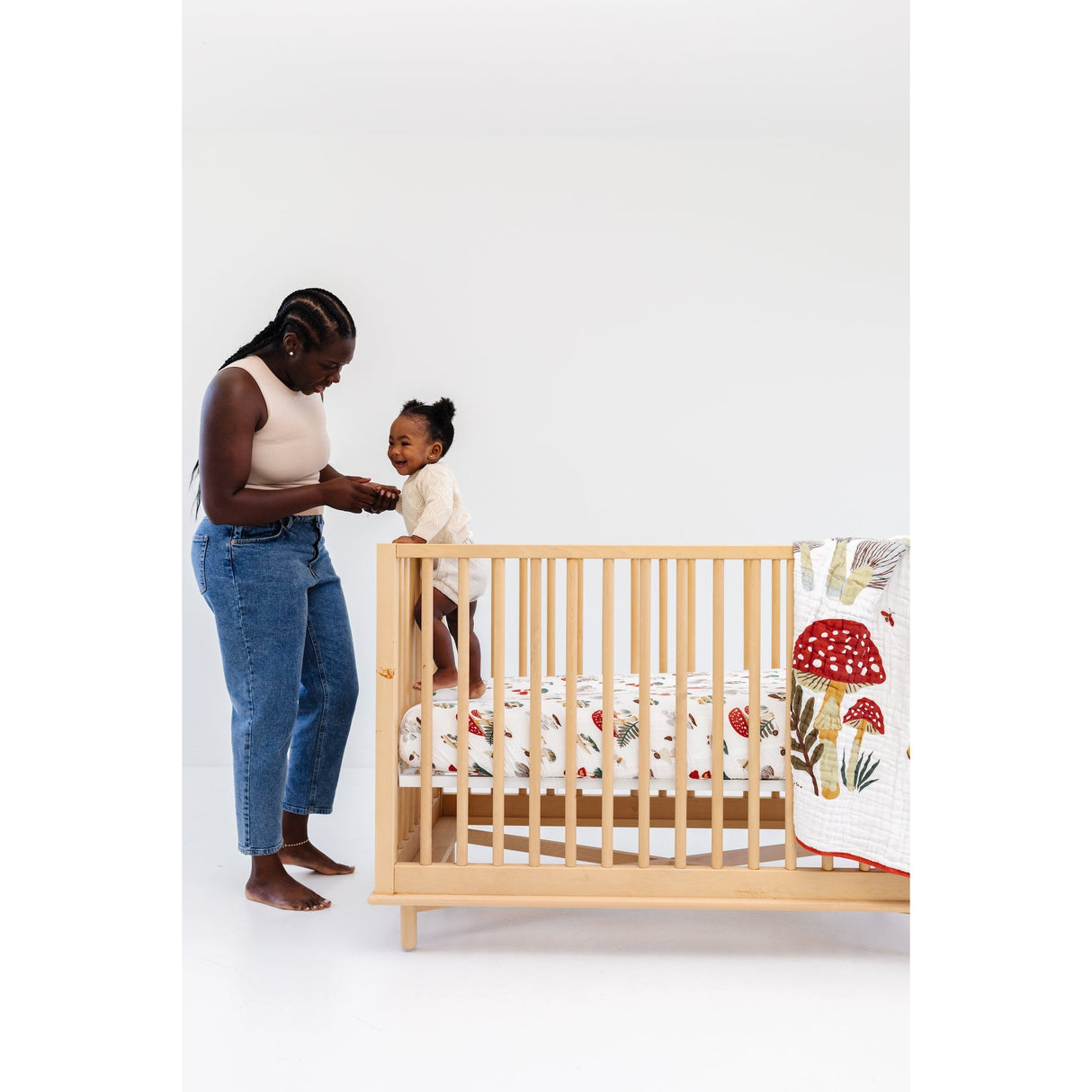 Mushroom Crib Sheet - HoneyBug