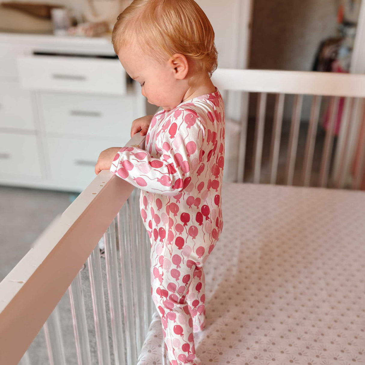 Organic Footie - Pink Balloons