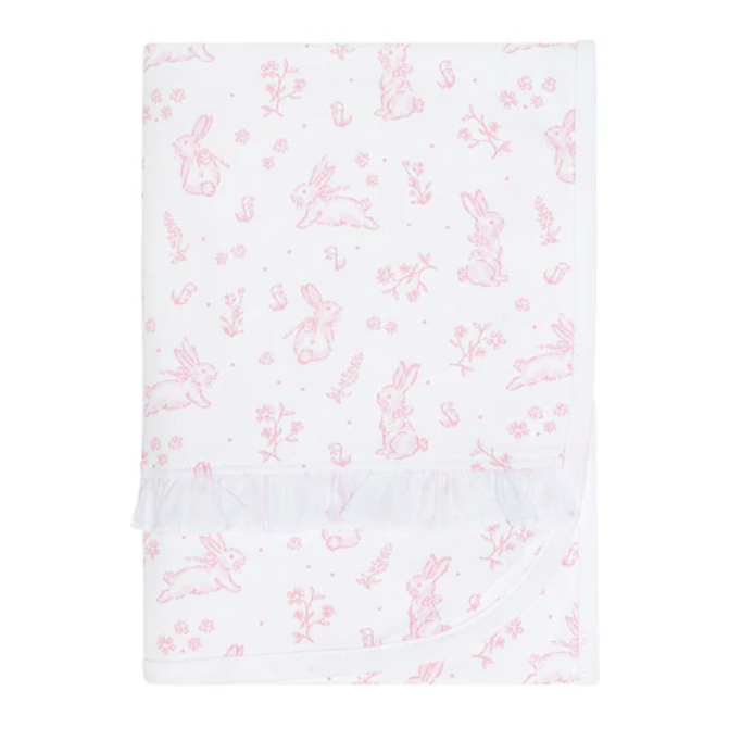 Pink Bunny Toile Blanket