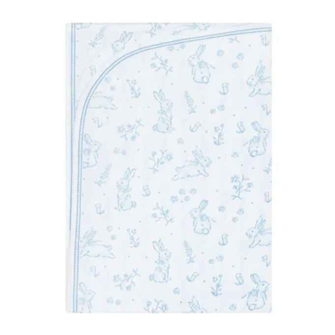 Blue Bunny Toile Blanket