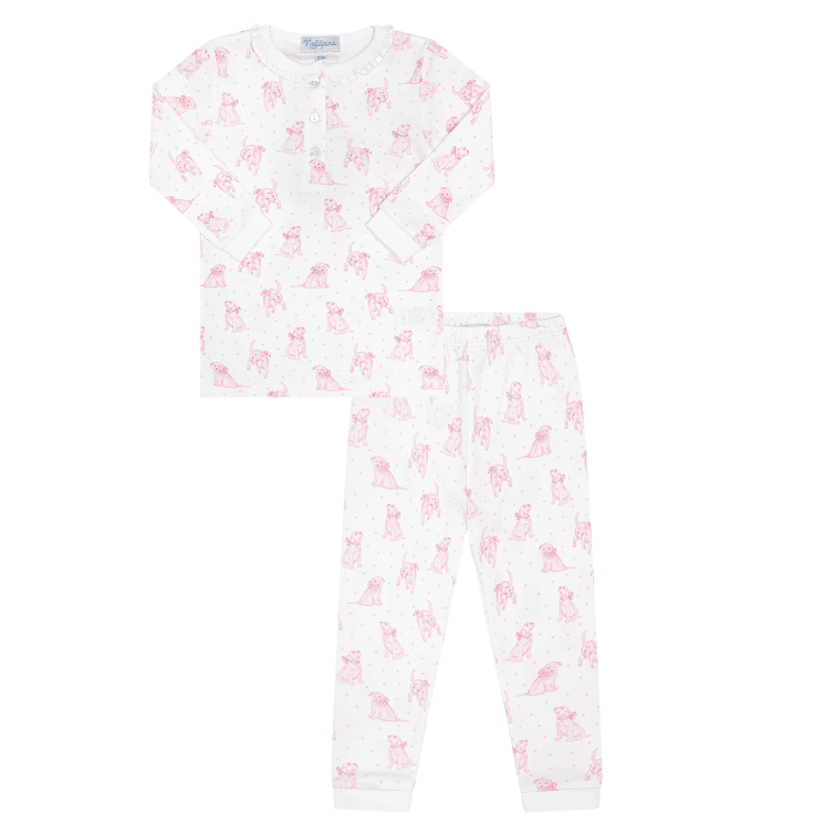 Pink Puppy Love Print Pajamas