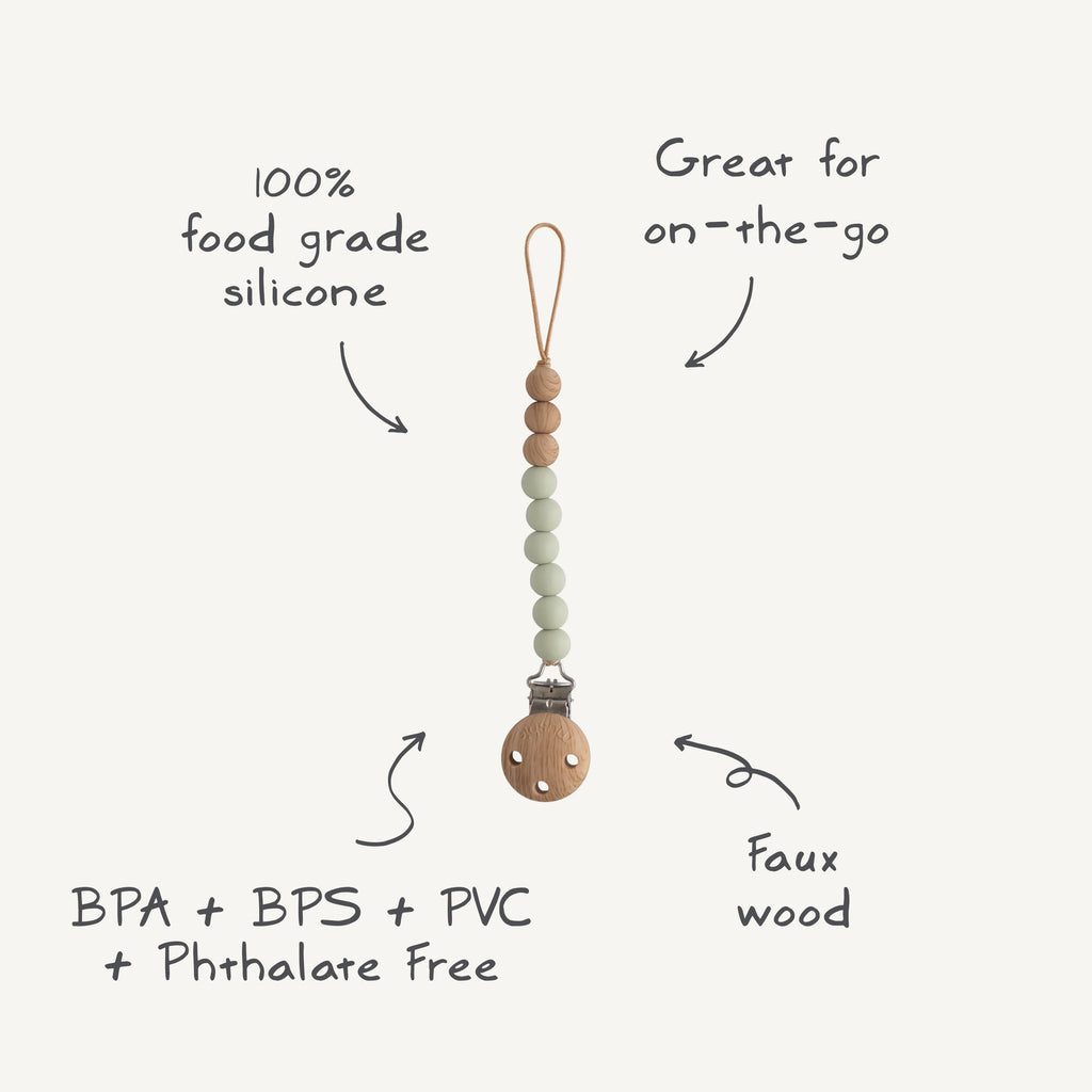 Silicone Pacifier Clip | Eva - White - HoneyBug