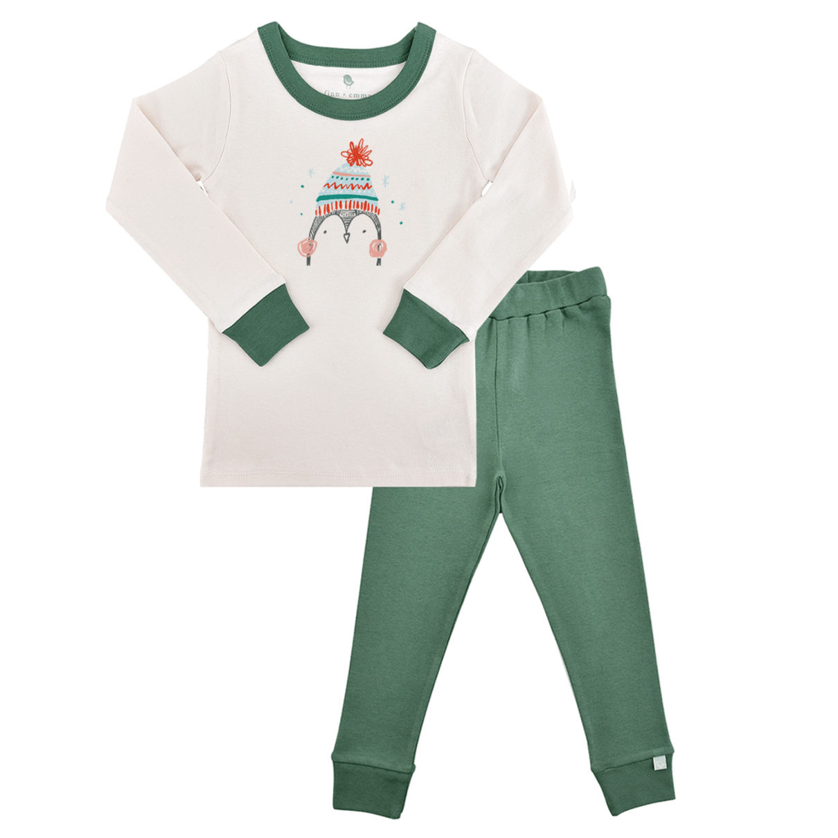 pajamas | penguin pine green - HoneyBug