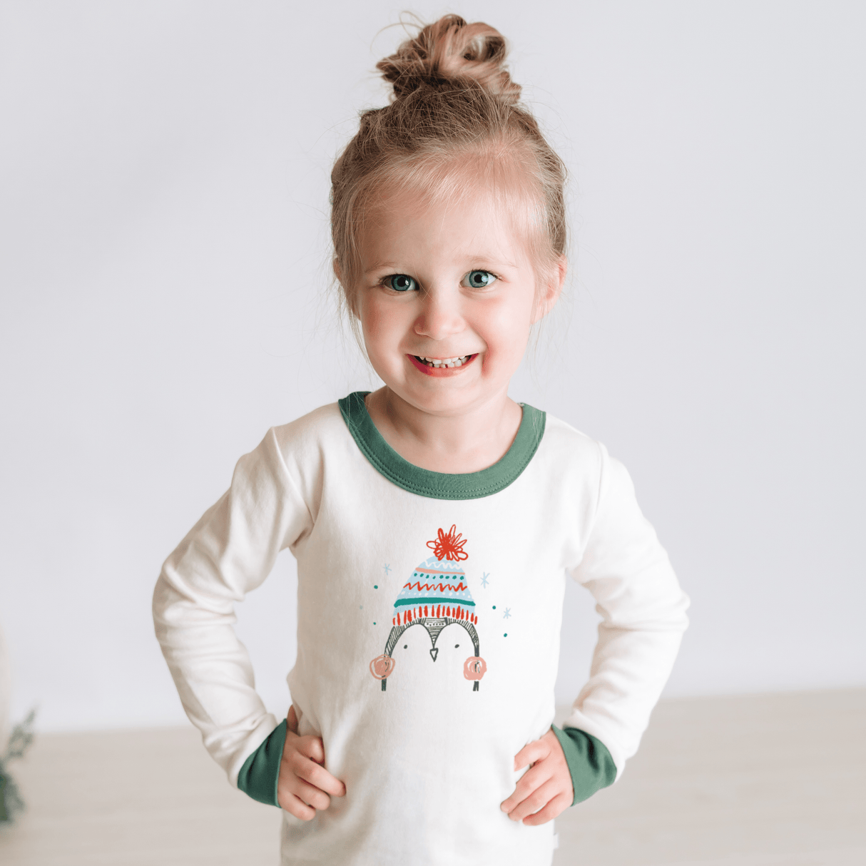 pajamas | penguin pine green - HoneyBug