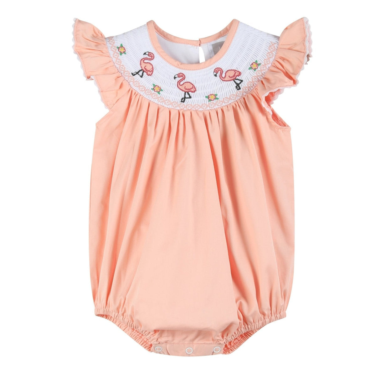 Pink Flamingo Smocked Flutter Romper