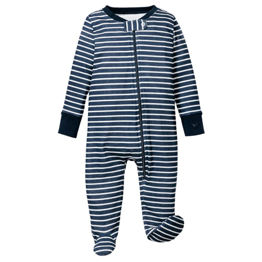 Baby's Pima Romper in Navy Stripe