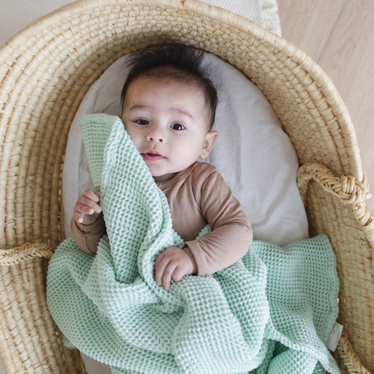 Seafoam Waffle Baby Blanket