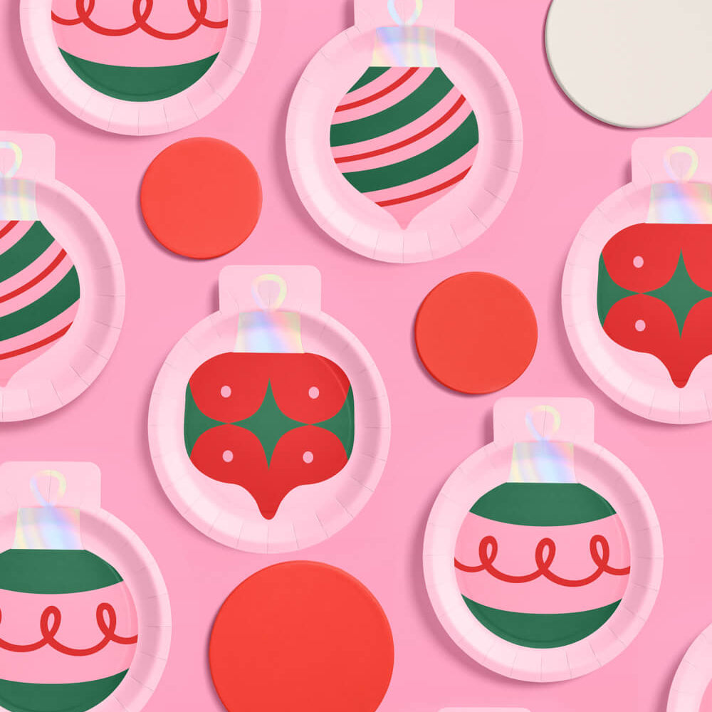 Christmas Ornament Plates - 24 Paper Plates