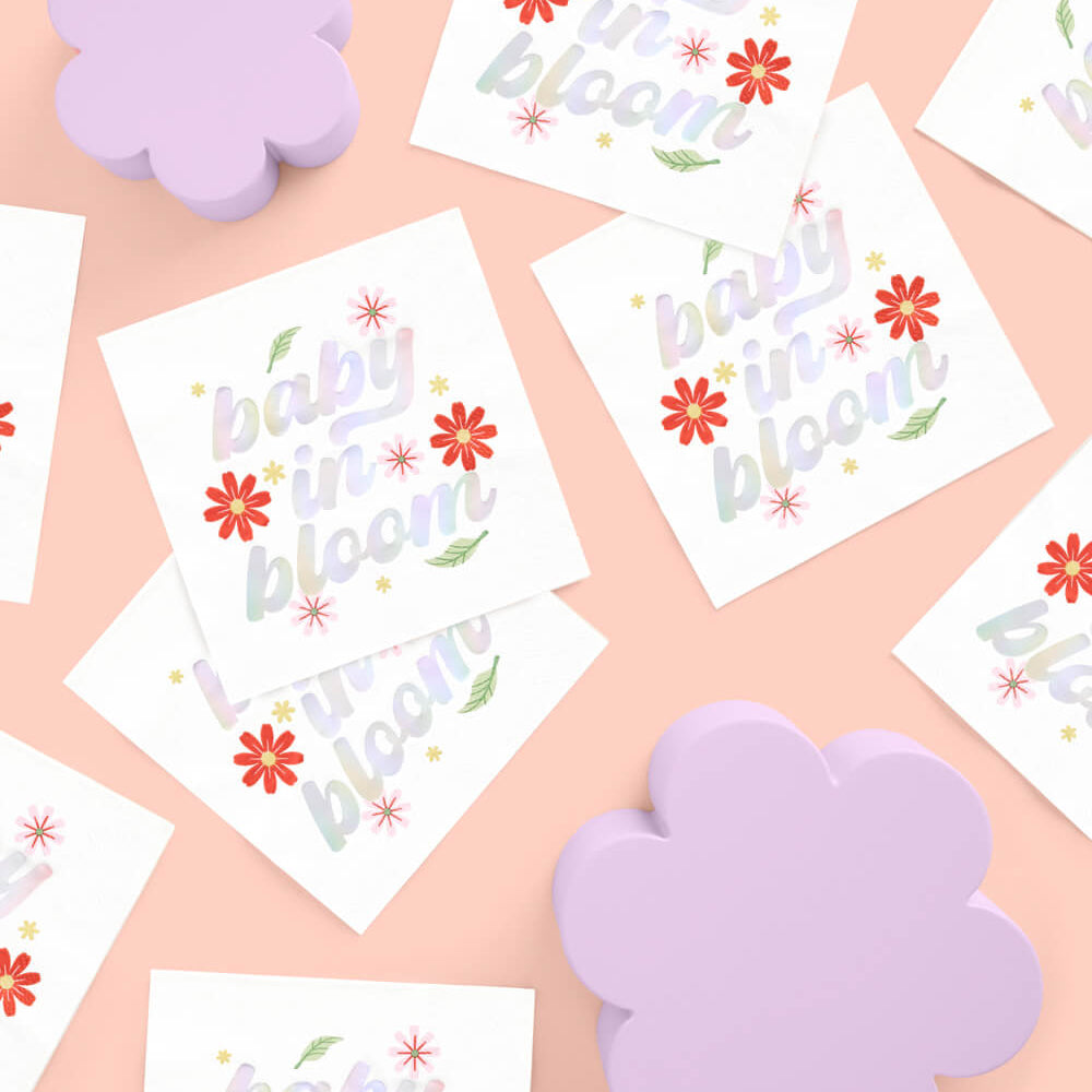Baby in Bloom Napkins - 50 White Napkins