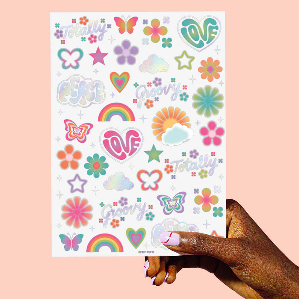 Groovy Rainbow Tats - 68 Temporary Tattoos