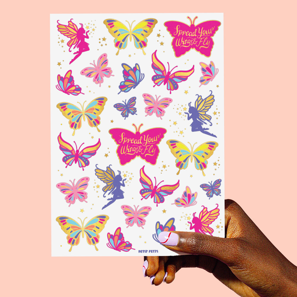 Fairy Flutter Tats - 34 Foil Temporary Tattoos