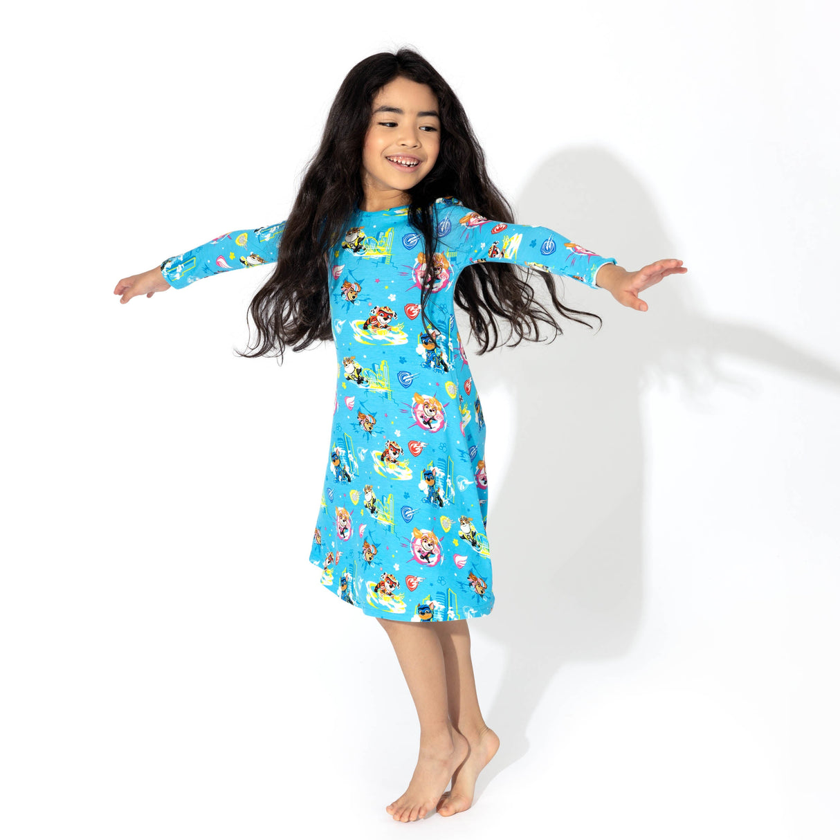 PAW Patrol: The Mighty Movie - Mighty Pups Bamboo Girls' Long Sleeve Dress - HoneyBug