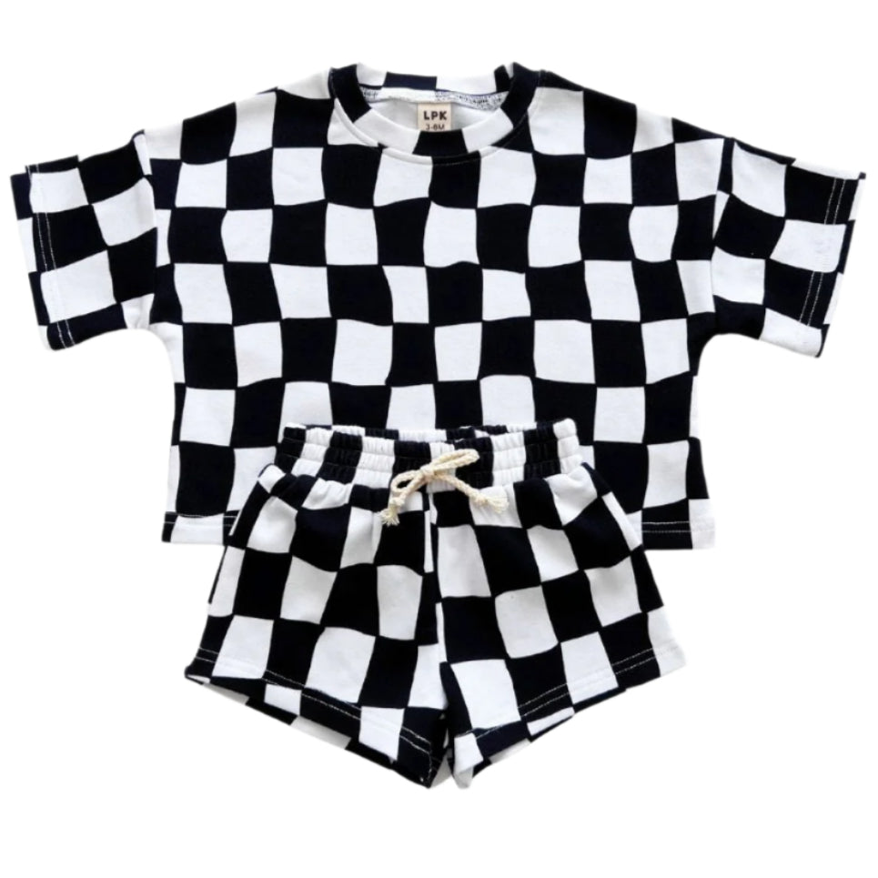 Shorts Set | Wavy Checkered - HoneyBug