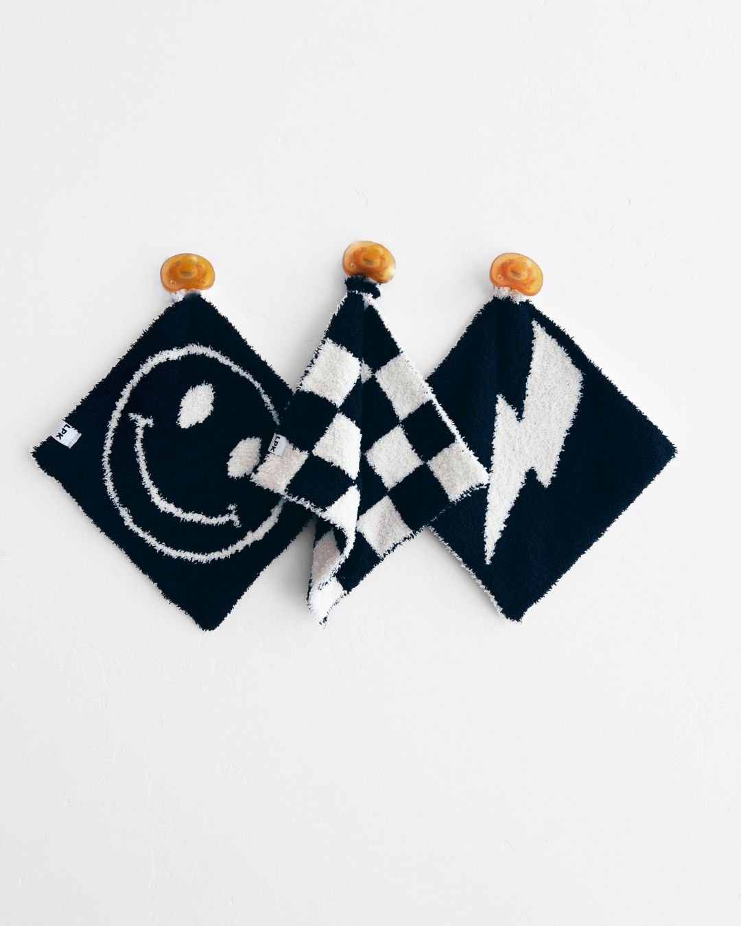 Smiley Plush Lovey | Black - HoneyBug