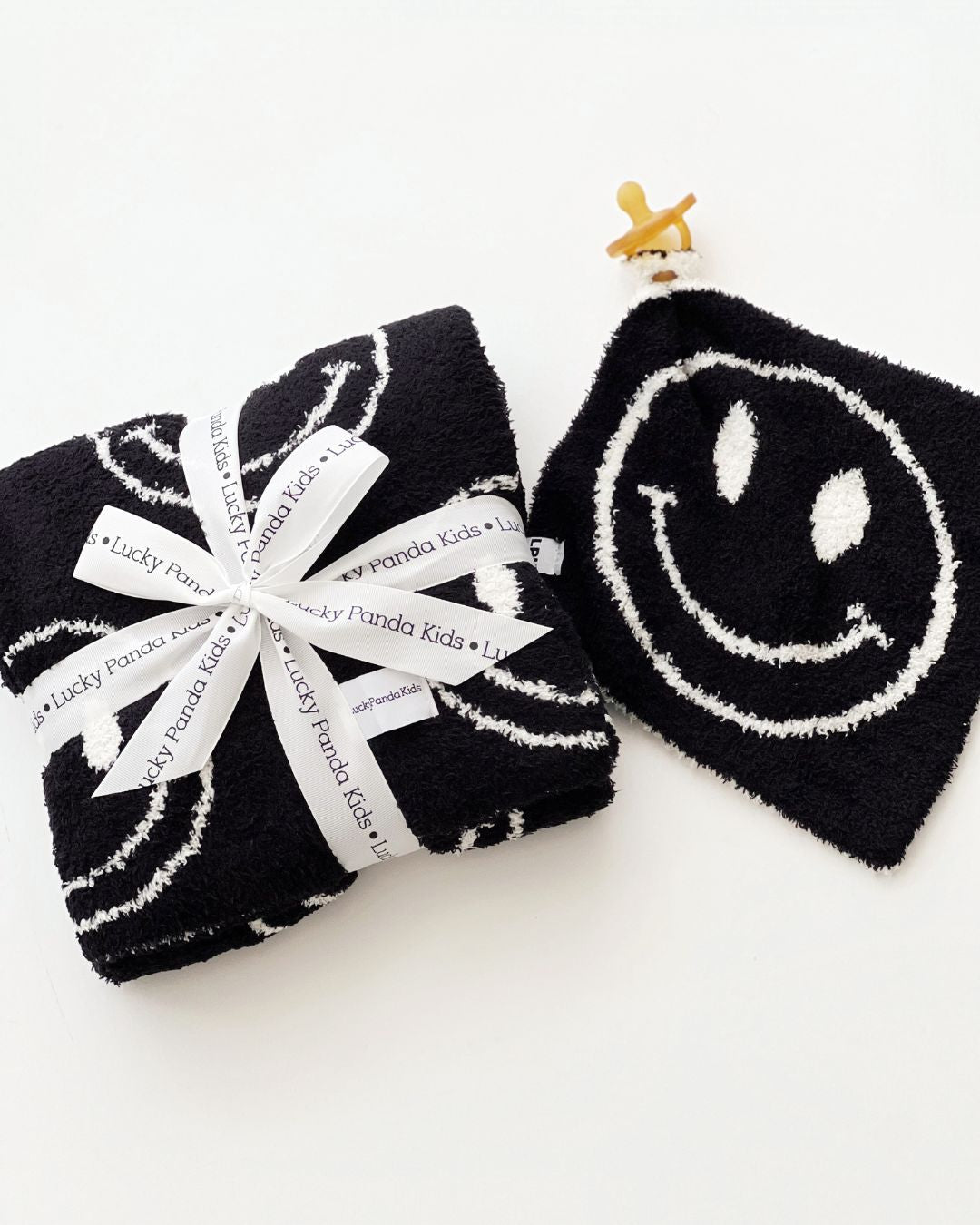 Smiley Plush Lovey | Black - HoneyBug