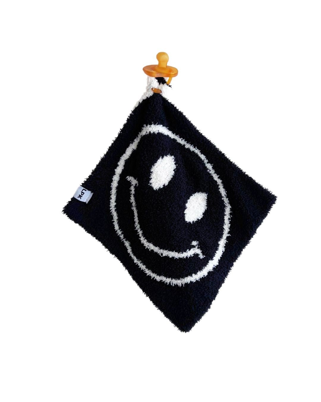 Smiley Plush Lovey | Black - HoneyBug
